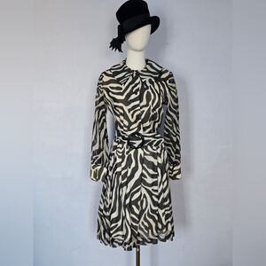 Vintage 60s Jonathan Logan Zebra Print Shirtwaist Belted Long Sleeve Dre…